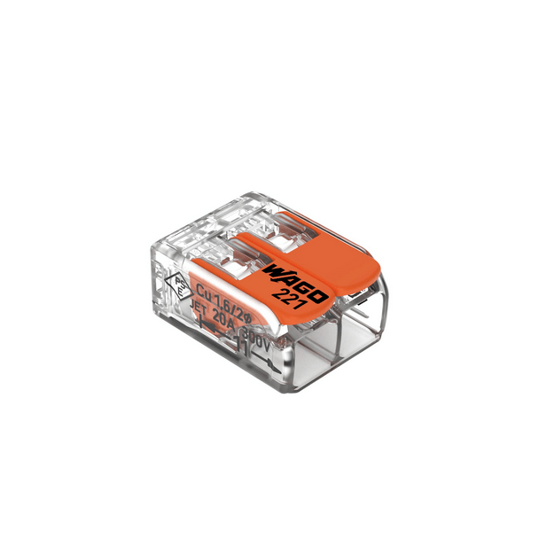 Universali laidų jungtis 2×0.2 – 4mm²(100vnt. pakuotė) WAGO 221-412/100