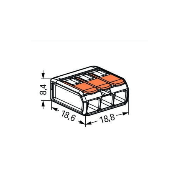 Universali laidų jungtis 3×0.2 – 4mm²(50vnt. pakuotė) WAGO 221-413/50 - Image 2