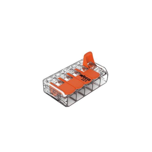 Universali laidų jungtis 5×0.5 – 6mm²(15vnt. pakuotė) WAGO 221-615/15
