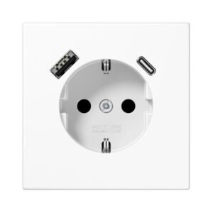 JUNG Kištukinis lizdas su USB A/C įkrovikliu (LS Serija) baltas LS 1520-15 CA WW