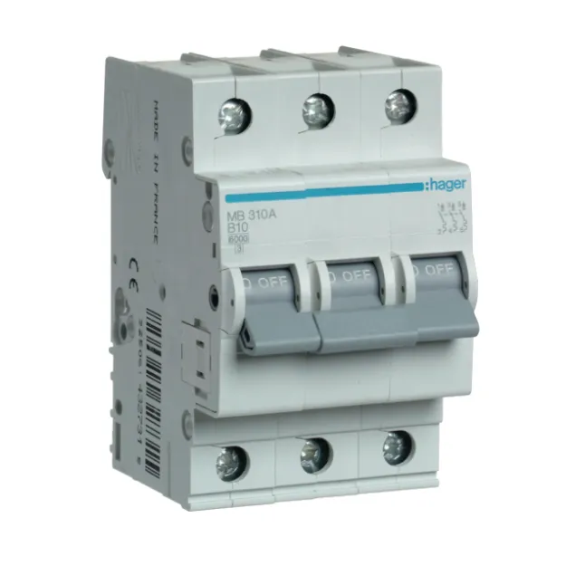 Automatinis jungiklis Hager MB310A 10A 6kA 3polis, B tipas