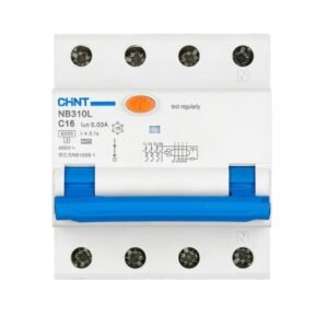 Automatinis jungiklis su srovės nuotėkio rele Chint RCBO 3P+N 20A C charakteristika 30mA A tipas 6kA