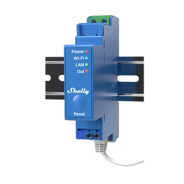 Shelly Pro 1 išmanioji 1 kanalo relė montuojama ant DIN bėgelio (Wifi + Bluetooth + LAN)