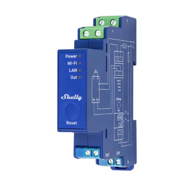 Shelly Pro Dimmer 0/1-10V PM šviesos valdymo modulis su galios matavimu ant DIN bėgelio