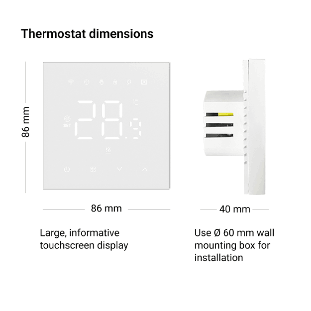 Terneo NX kambario Wifi termostatas, 230V, baltas, TUYA - Image 2