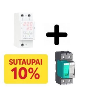 Įtampos kontrolė ZUBR CV2-63 + viršįtampio apsauga KIWA PO 1+1 e 280V 7kA