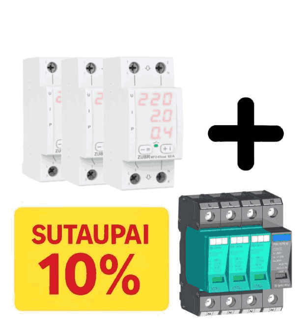 Įtampos kontrolė ZUBR MF2-63 3vnt + viršįtampio apsauga KIWA I+II+III 81.027