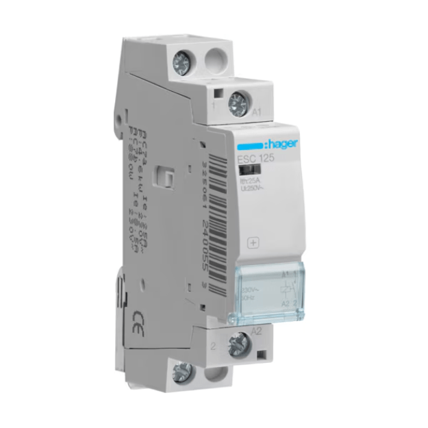 Kontaktorius Hager ESC125 1polis 25A 250V 1NA ritė 230V AC